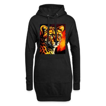 Portrait de guépard - Sweat-shirt à capuche long Femme - noir - Devant
