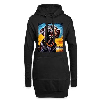 Labrador Hund Portrait - Hoodie-Kleid - Schwarz - Vorne