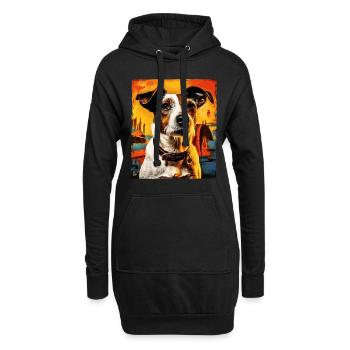 Jack Russel Terrier Hund Portrait - Hoodie-Kleid - Schwarz - Vorne
