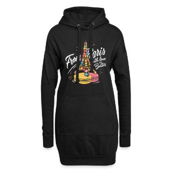 Amateurs de macarons Macarons français - Sweat-shirt à capuche long Femme - noir - Devant