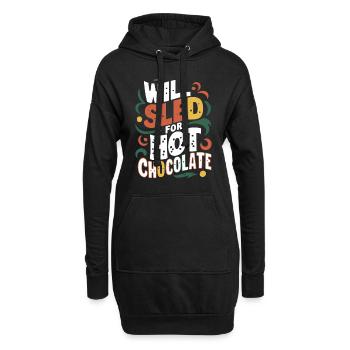 Luge Neige Luge Sport d’hiver Winter Outdood - Sweat-shirt à capuche long Femme - noir - Devant
