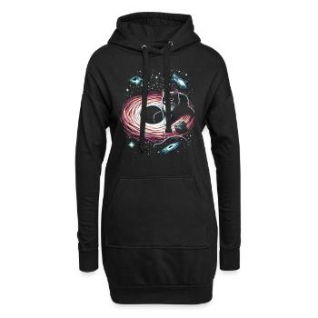 Katze Astronaut Astronomie Äußeres Sonnensystem - Hoodie-Kleid - Schwarz - Vorne