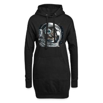 Katze Astronaut Astronomie Äußeres Sonnensystem - Hoodie-Kleid - Schwarz - Vorne