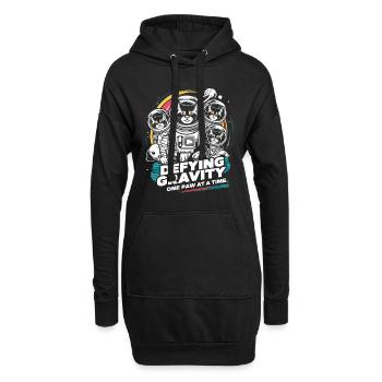 Katze Astronaut Astronomie Äußeres Sonnensystem - Hoodie-Kleid - Schwarz - Vorne