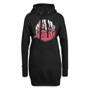 Lustiger Tintenfisch Fischer - Hoodie-Kleid - Schwarz - Vorne