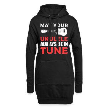 Lustiger Ukelele-Spieler Ukelele - Hoodie-Kleid - Schwarz - Vorne