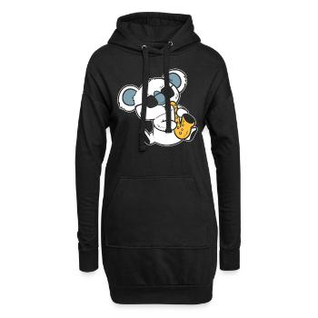 Koala spielt Saxophon Bandmitglied - Hoodie-Kleid - Schwarz - Vorne
