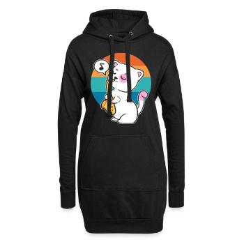 Katze spielt Saxophon Saxophonist - Hoodie-Kleid - Schwarz - Vorne