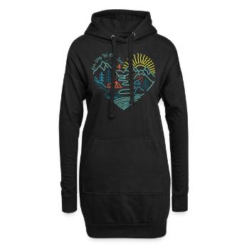 Berge Wandern Bergsteigen Sonne Zelt - Hoodie-Kleid - Schwarz - Vorne