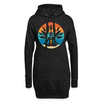 Buddha-Baum Zen-Praktizierender - Hoodie-Kleid - Schwarz - Vorne