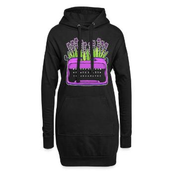 Lavendel-Schreibmaschine Autor - Hoodie-Kleid - Schwarz - Vorne