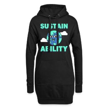 Sustain Ability Umweltberater - Hoodie-Kleid - Schwarz - Vorne