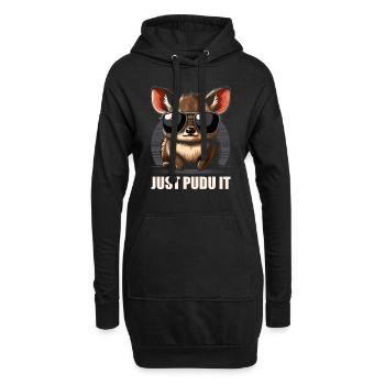 Niedlicher Pudu-hirsch Südamerika Cartoon-hirsch - Hoodie-Kleid - Schwarz - Vorne