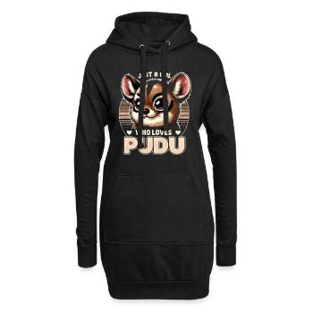 Niedlicher Pudu-hirsch Südamerika Cartoon-hirsch - Hoodie-Kleid - Schwarz - Vorne