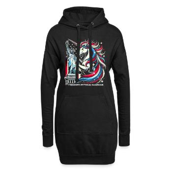 Patriotisme magique Licorne américaine États-Unis - Sweat-shirt à capuche long Femme - noir - Devant