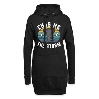 Découvrez le monde fascinant de la chasse aux tornades - Sweat-shirt à capuche long Femme - noir - Devant