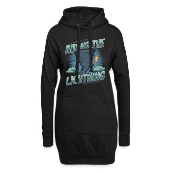 Erlebe Die Faszinierende Welt Des Tornadojagens - Hoodie-Kleid - Schwarz - Vorne