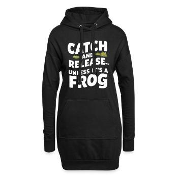 Amphibian frog hunter enthusiast, frog trapping - Hoodie Dress - black - Front