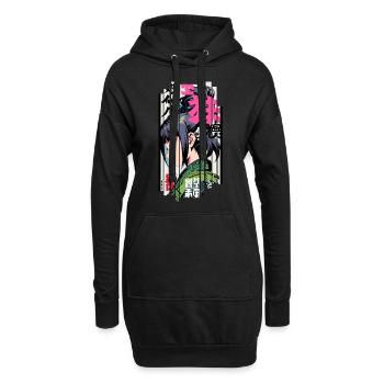 Ver.1 - Geometrische Frau, traditioneller Ninja - Hoodie-Kleid - Schwarz - Vorne