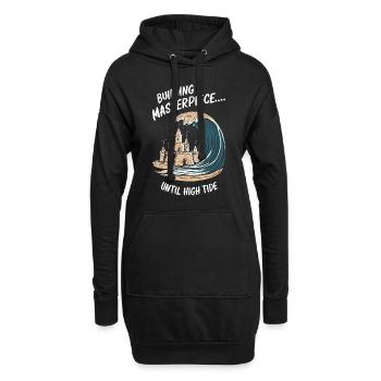 Kreative Sandburgen Kunst am Strand | Skulpturen - Hoodie-Kleid - Schwarz - Vorne