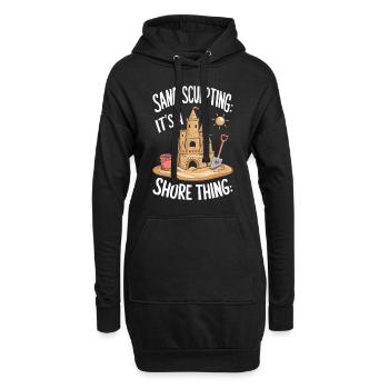 Kreative Sandburgen Kunst am Strand | Skulpturen - Hoodie-Kleid - Schwarz - Vorne