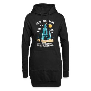 Kreative Sandburgen Kunst am Strand | Skulpturen - Hoodie-Kleid - Schwarz - Vorne
