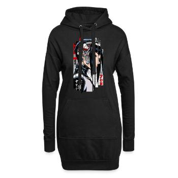 Frau Cyborg Ninja Blau Geometrisch - Hoodie-Kleid - Schwarz - Vorne
