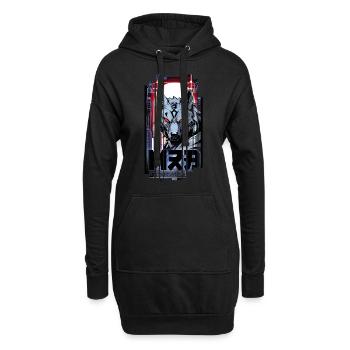 Silberner Wolf Cyborg Geometrisch - Hoodie-Kleid - Schwarz - Vorne