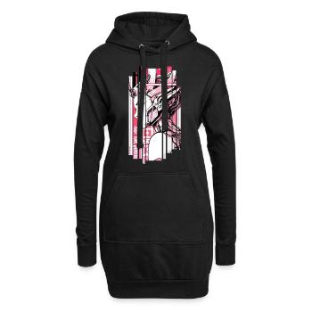Frau cyberpunk rosa geometrisch japan - Hoodie-Kleid - Schwarz - Vorne