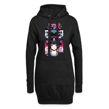 Fille Cyborg japon rouge kanji - Sweat-shirt à capuche long Femme - noir - Devant