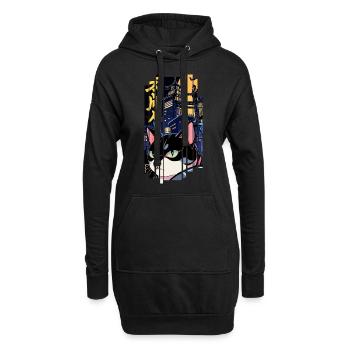Halloween-Katze orange - Hoodie-Kleid - Schwarz - Vorne
