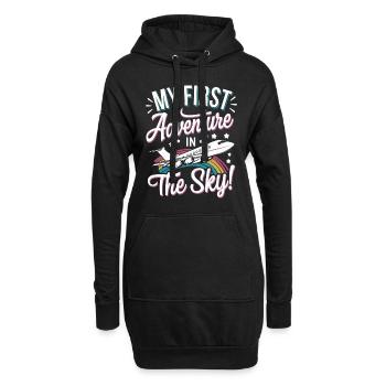 Mon premier voyage en avion Première fois en vol - Sweat-shirt à capuche long Femme - noir - Devant