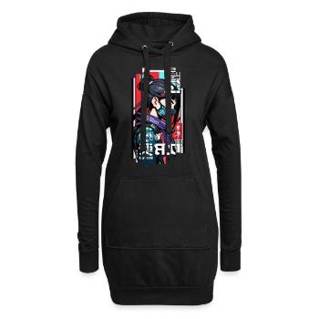 Ver.1 - Cyborg Japan rouge bleu kanji - Sweat-shirt à capuche long Femme - noir - Devant