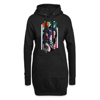 Cyborg Oni Kanji - Hoodie-Kleid - Schwarz - Vorne