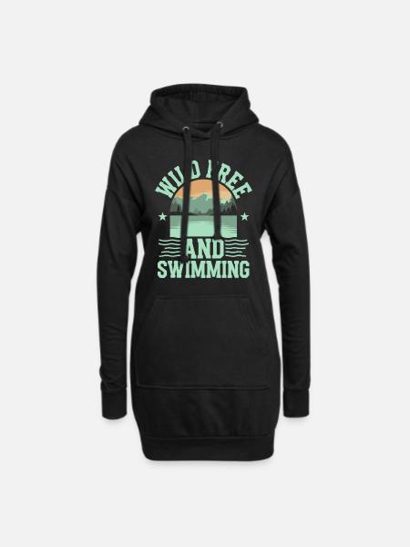 Wild Swimming Outdoor Adventure and Open - Hoodie Dress - black