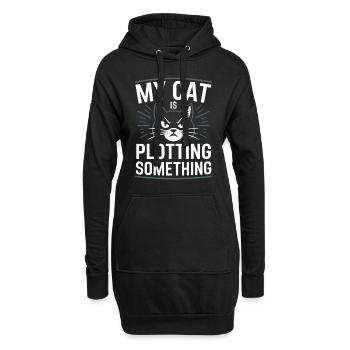 Amoureux des chats, Humour noir, Coquin, - Sweat-shirt à capuche long Femme - noir - Devant