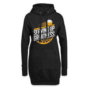 Volleyballspieler Und Fan Spike Servieren - Hoodie-Kleid - Schwarz - Vorne