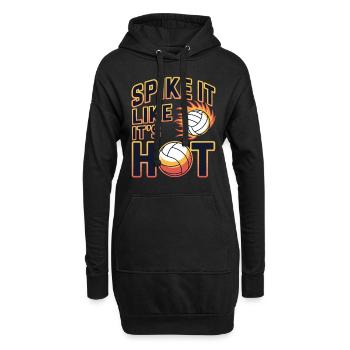 Volleyballspieler Und Fan Spike Servieren - Hoodie-Kleid - Schwarz - Vorne