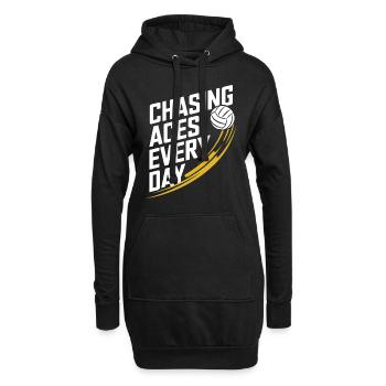 Volleyballspieler Und Fan Spike Servieren - Hoodie-Kleid - Schwarz - Vorne