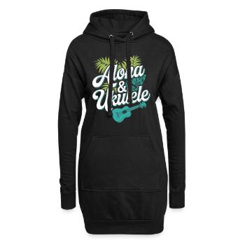 Joueur de ukulélé Musique hawaïenne tropicale - Sweat-shirt à capuche long Femme - noir - Devant