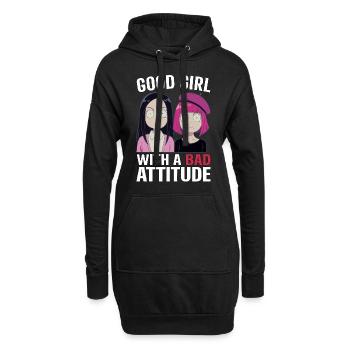 A good girl with a bad attitude - Hoodie-Kleid - Schwarz - Vorne