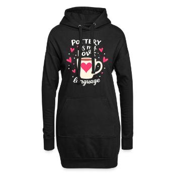 Poterie classe argile artiste céramique atelier roue - Sweat-shirt à capuche long Femme - noir - Devant
