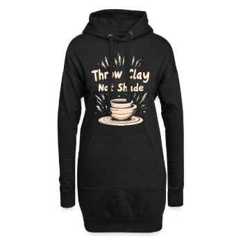 Poterie classe argile artiste céramique atelier roue - Sweat-shirt à capuche long Femme - noir - Devant