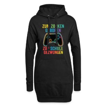 Jouer au lieu d’aller à l’école – manette arc-en-ciel - Sweat-shirt à capuche long Femme - noir - Devant