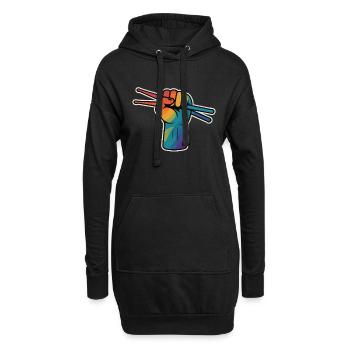 Puissance du batteur – Rainbow Fist - Sweat-shirt à capuche long Femme - noir - Devant