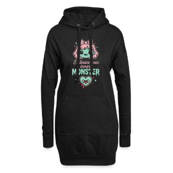 Kawaii Horreur Effrayant Mignon Pastel Goth Doux Effrayant - Sweat-shirt à capuche long Femme - noir - Devant