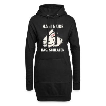 Hasi müde – Hasi schlafen - Hoodie-Kleid - Schwarz - Vorne