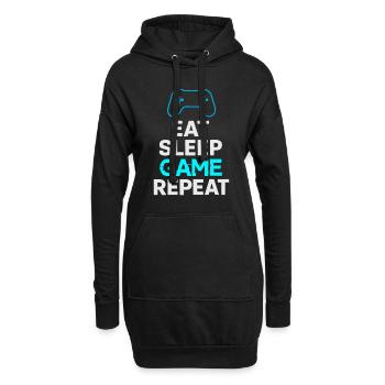 Eat Sleep Game Repeat – Gamer Design - Hoodie-Kleid - Schwarz - Vorne