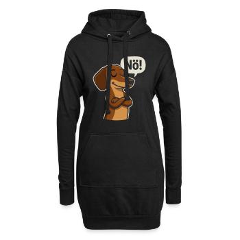 Le teckel dit non – le chien effronté dit - Sweat-shirt à capuche long Femme - noir - Devant