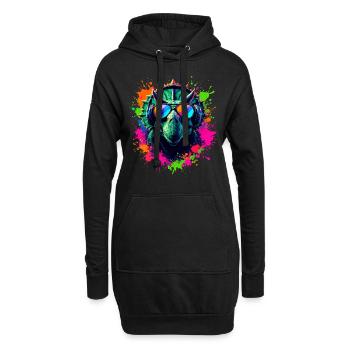 Triceratops DJ Dino Fans Neon Graffiti Style - Sweat-shirt à capuche long Femme - noir - Devant